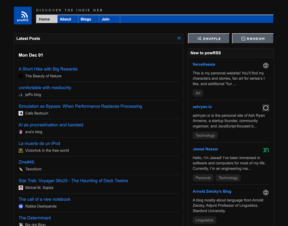 RSS feed aggregator powRSS